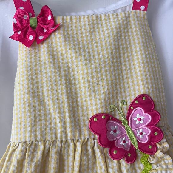 Emily Rose Yellow Gingham Butterfly Sundress Girls Size 5 Ruffle Bow Summer - Picture 3 of 12